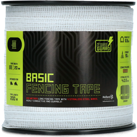 ZoneGuard 20 mm Basic fencing tape white 200 m (4 wires)