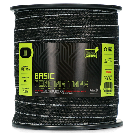 ZoneGuard Basic fencing tape 40 mm black 200 m