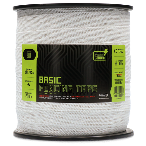 ZoneGuard 40 mm Basic fencing tape white 200 m
