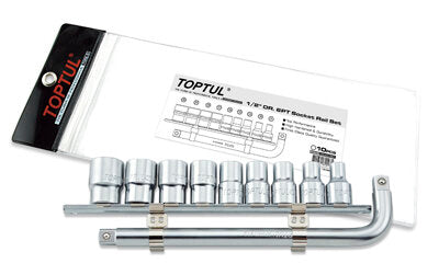 Toptul 10PCS 1/2" Dr. 6PT Socket Rail Set
