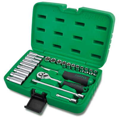 Toptul 1/4"Dr Socket set deep/reg 24Pc metric