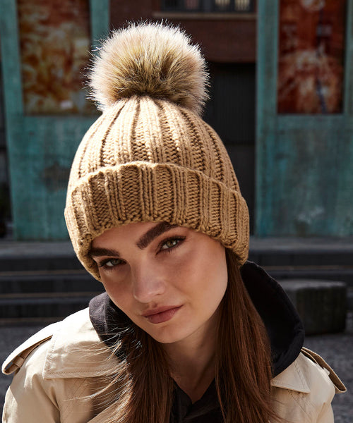 Beechfield Fur Pop Pom Chunky Beanie (BC412)