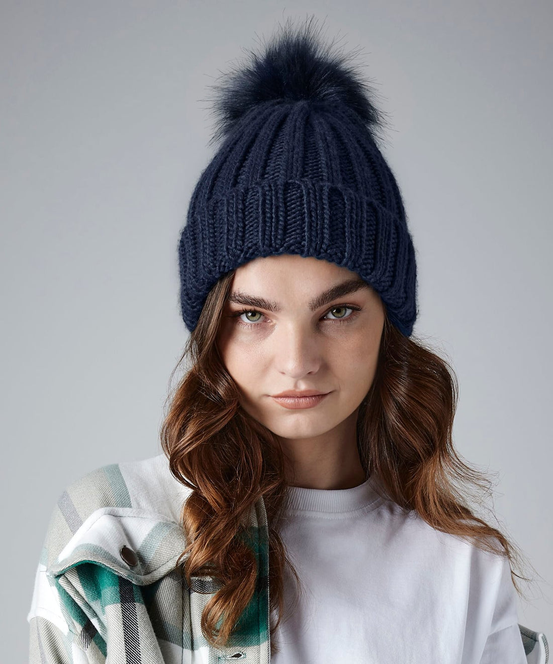 Beechfield Verbier Fur Pop Pom Chunky Beanie (BC413)