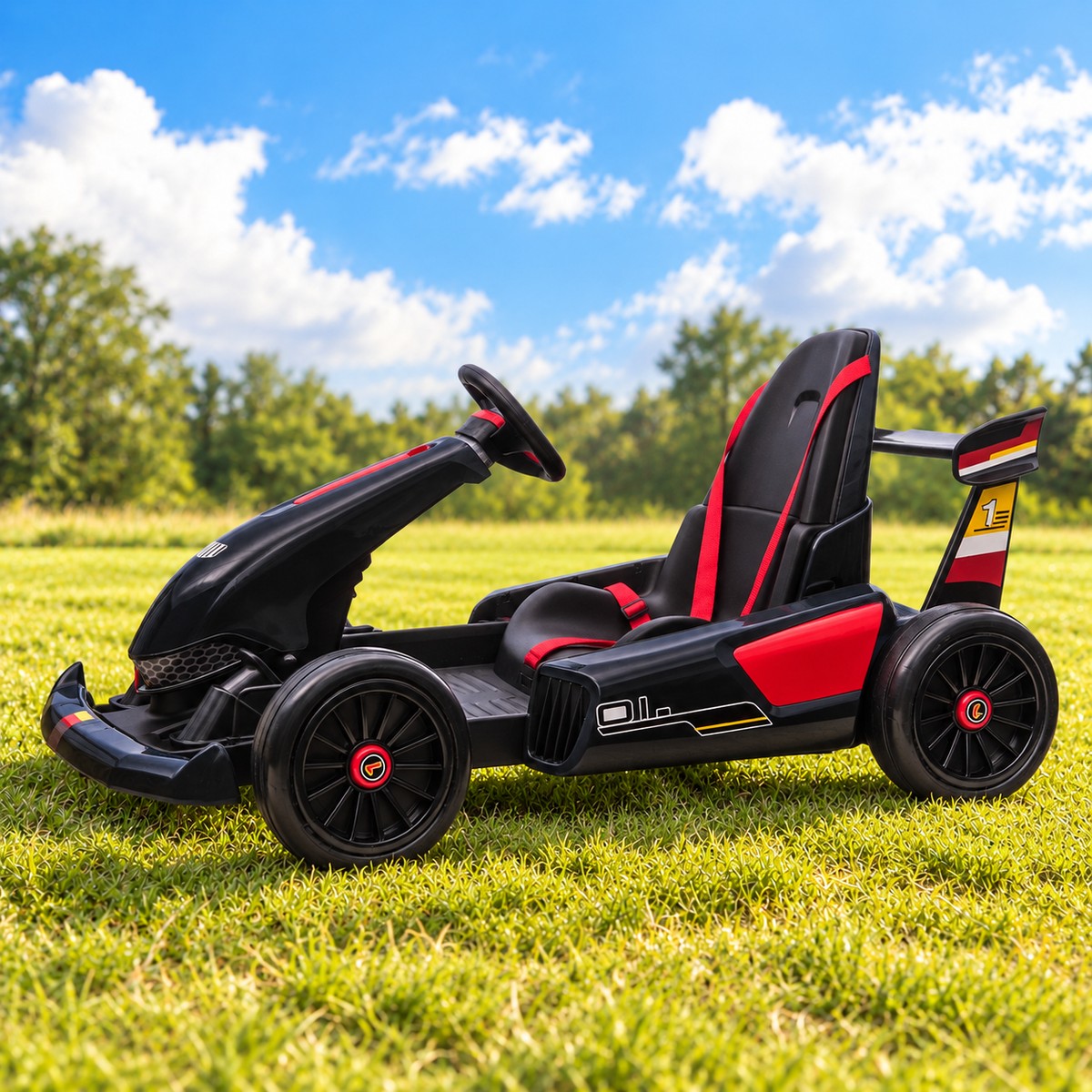 24V Childrens Ride-on Electric Go-Kart in Black