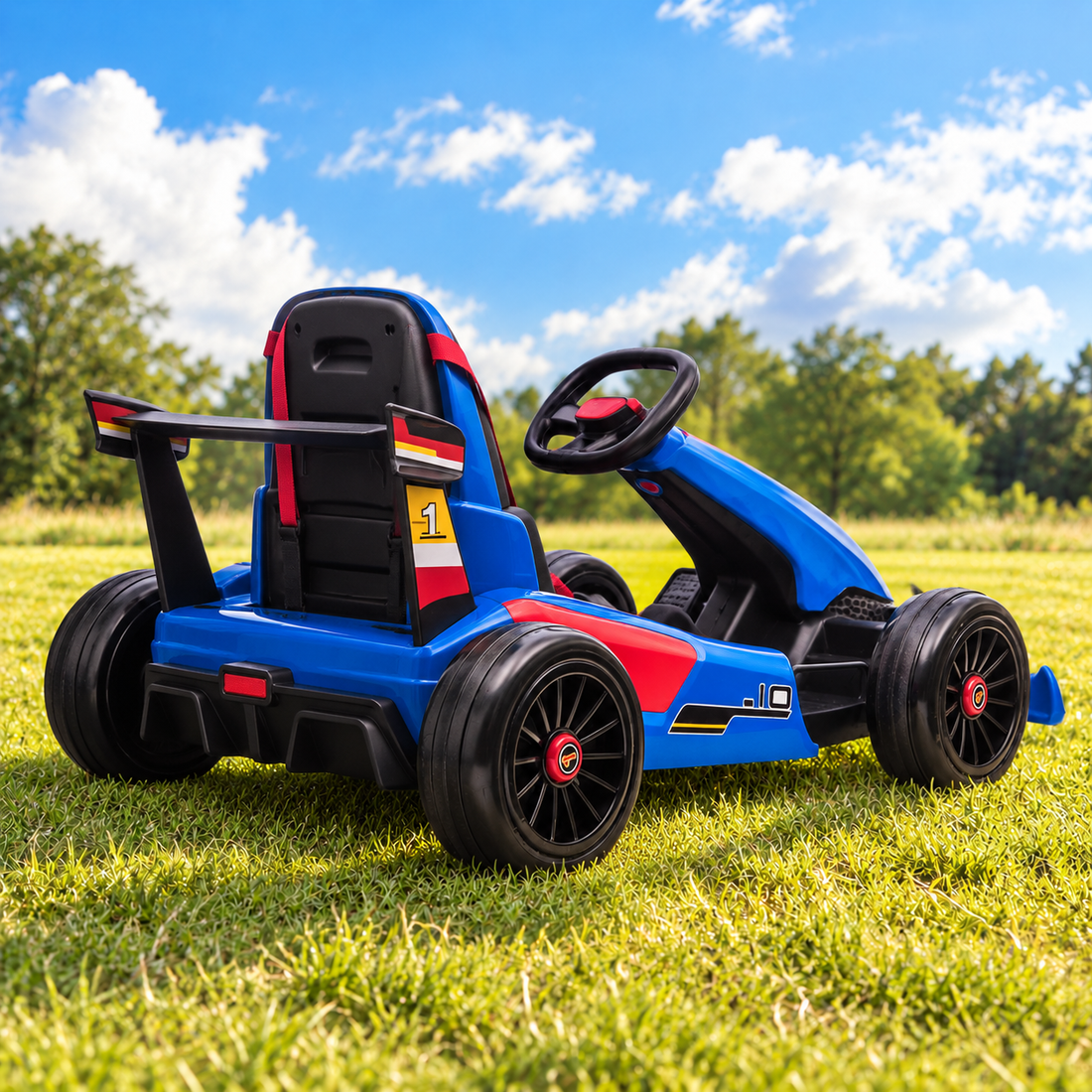 24V Childrens Ride-on Electric Go-Kart in Blue