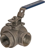 Ball valve, 3-way, L-bore stainless steel