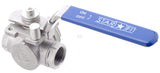 Ball valve, 3-way, L-bore stainless steel
