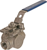 Ball valve, 3-way, L-bore stainless steel