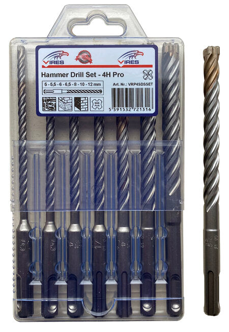 Hammer Drill Bit 4H SDS Plus Set 7Pcs