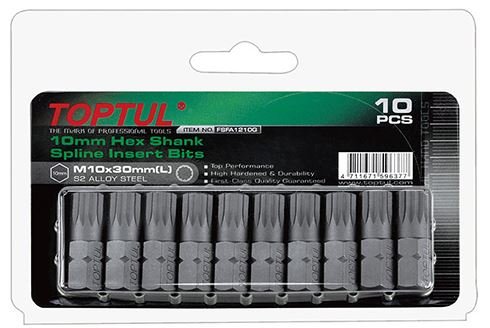 Hex Shank Spline Insert Bits 10mm M12x30mm