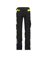 DASSY Canton Women Work trousers with stretch and knee pockets Black/Fluo yellow