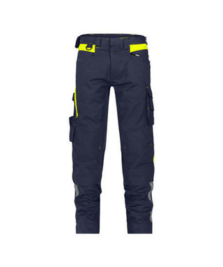 DASSY Canton Work trousers with stretch and knee pockets Midnight blue/Fluo yellow