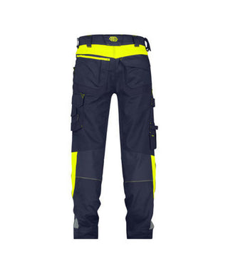 DASSY Canton Work trousers with stretch and knee pockets Midnight blue/Fluo yellow