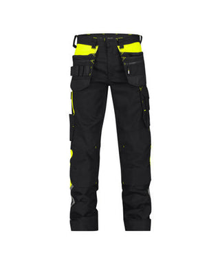 DASSY Shanghai Work trousers with holster and knee pockets Black/Fluo yellow