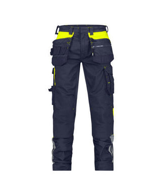 DASSY Shanghai Work trousers with holster and knee pockets Midnight blue/Fluo yellow
