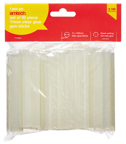 50pc Clear Hot Melt Glue Gun Sticks 11x100mm