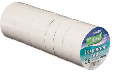 Vires Elec PVC Tape White 19mm x 20M