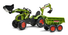 Falk F1010W Claas loader digger with rear excavator and Maxi tipping trailer