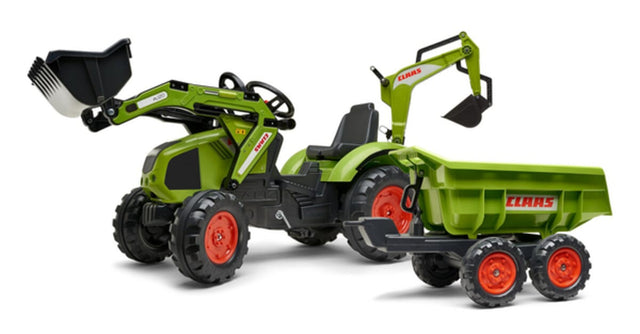 Falk F1010W Claas loader digger with rear excavator and Maxi tipping trailer