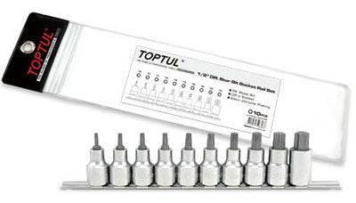 10PCS 1/2" Dr. Star Bit Socket Rail Set