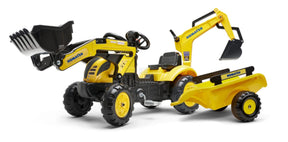 Falk F2076N Komatsu pedal-powered loader digger with backhoe and trailer