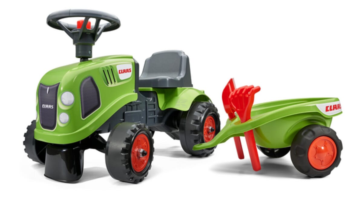 Falk F212C Baby Claas walking tractor with trailer, rake & shovel