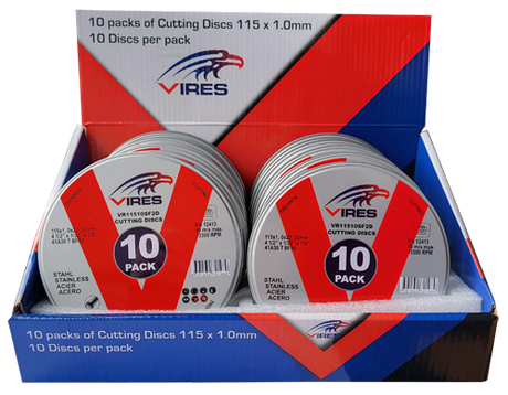 Vires S/S2 Cutting Disc 115mm x 1.0mm 10 Pk