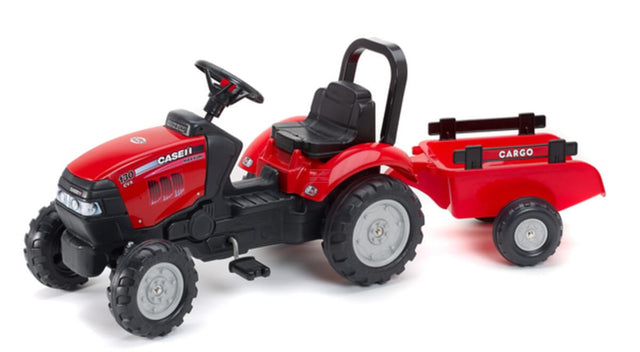Falk F961B Case IH pedal-powered tractor with trailer