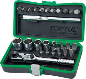 1/4" Dr. Mini Ratchet Socket & Bit Set 27pcs