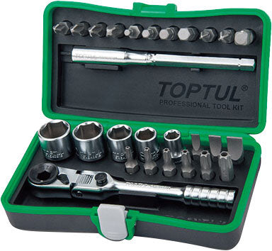 1/4" Dr. Mini Ratchet Socket & Bit Set 27pcs