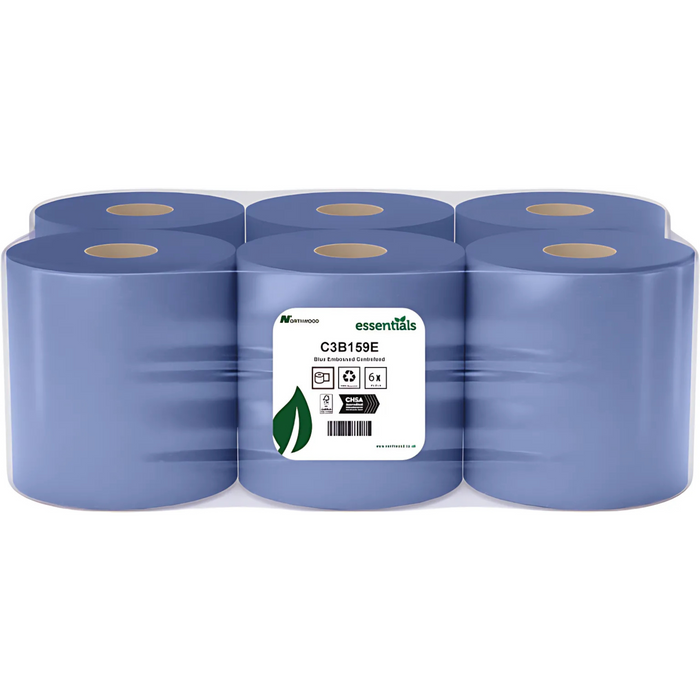 3Ply Blue Centrefeed Roll, 150m x 190mm, Case