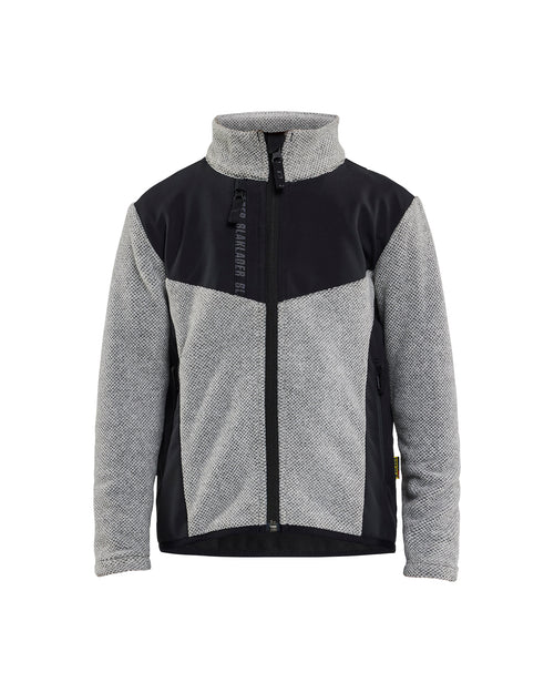 BLAKLADER Kids Knitted Jacket with Softshell 52072536, Grey Melange/Black