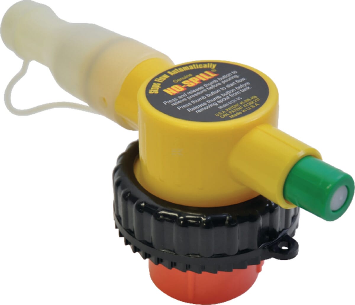 Spillproof spout for chainoil