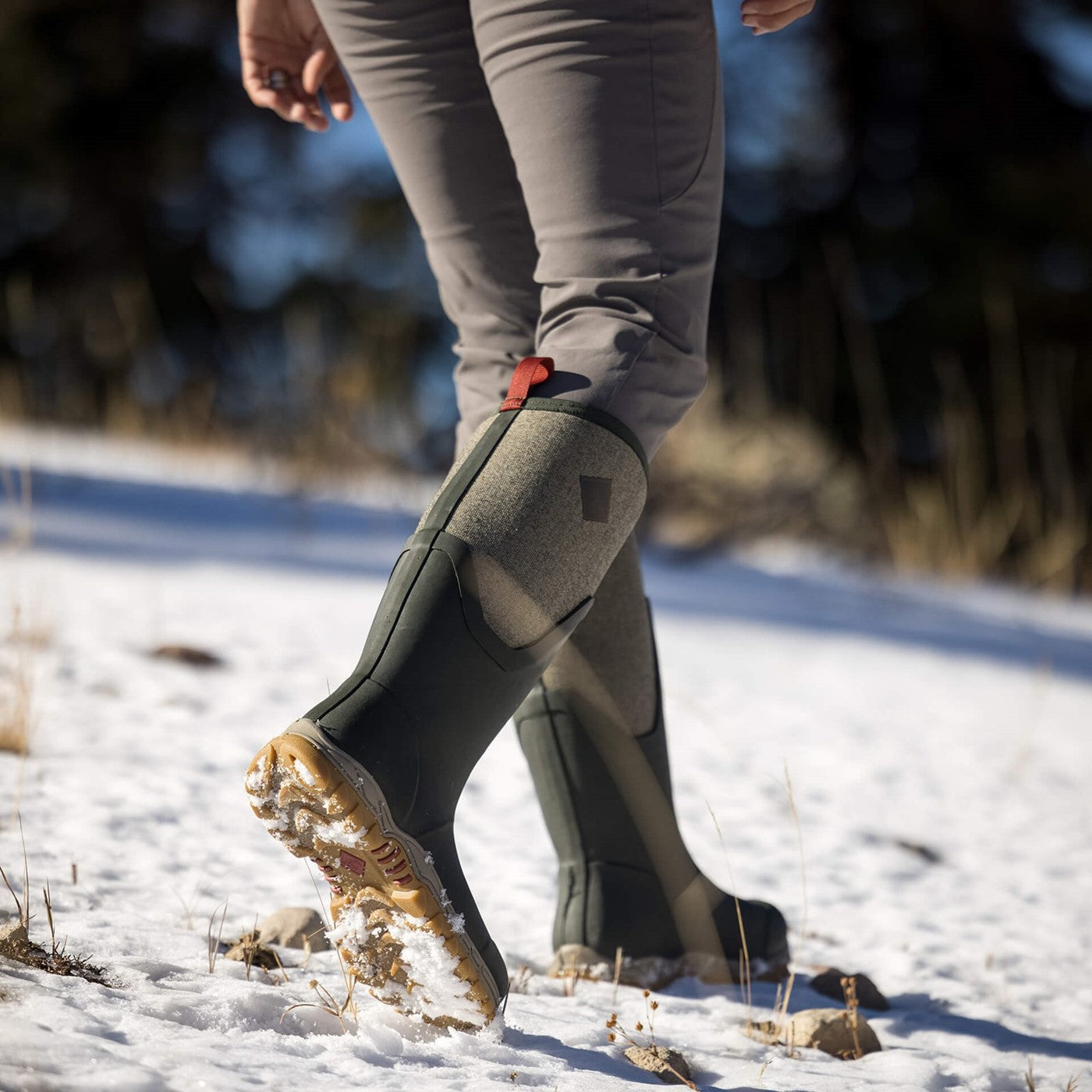 Muck Boot Womens Arctic Sport II Tall Boots  Olive Herringbone Print