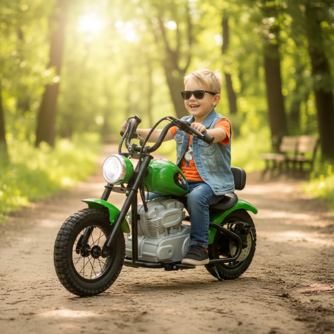 36V Electric Chopper Motor Cycle Ride on with Twist Grip Throttle | Green - Age 7+