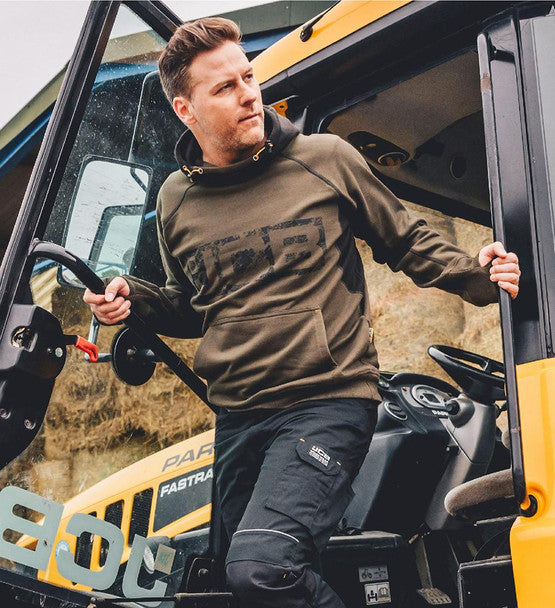 JCB Workwear Horton Hoodie - Classic Workwear Pullover for Trades and Contractors Olive