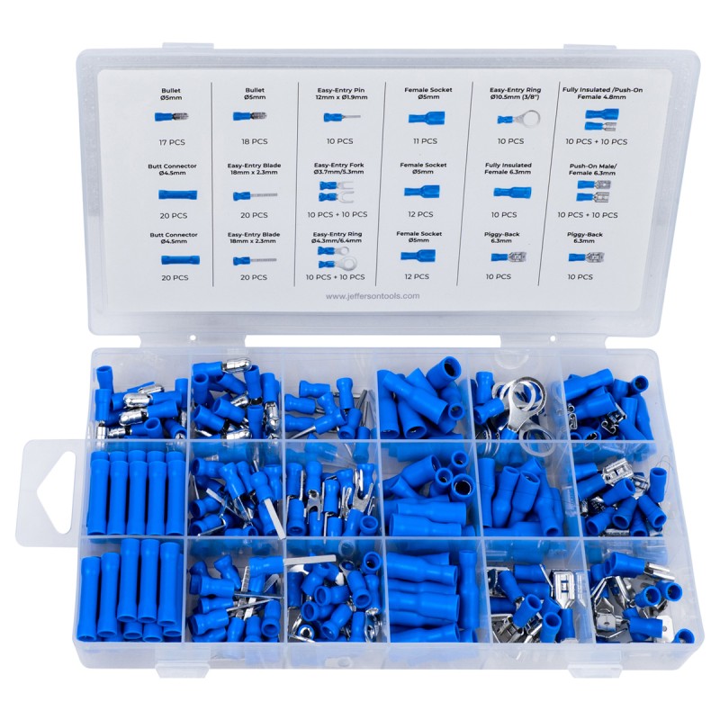 Jefferson 280pc Crimp Terminal Assortment Blue