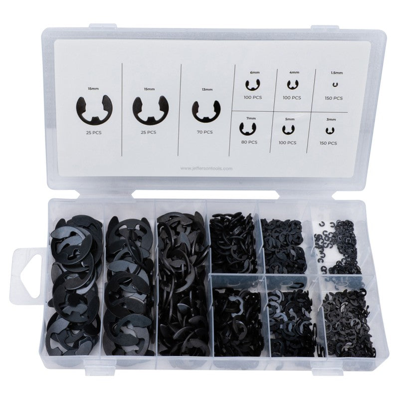 Jefferson 800pc E-Clip Retainer Assortment