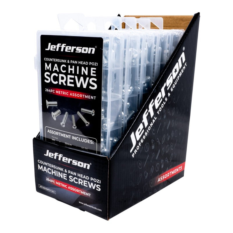 Jefferson 264pc Countersunk And Panhead Pozi Machine Screw Assortment