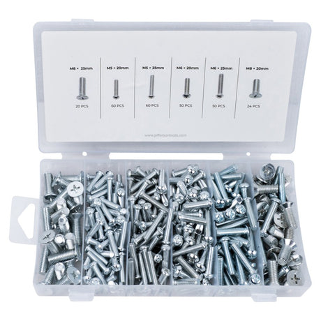 Jefferson 264pc Countersunk And Panhead Pozi Machine Screw Assortment