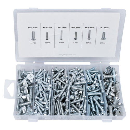 Jefferson 264pc Countersunk And Panhead Pozi Machine Screw Assortment