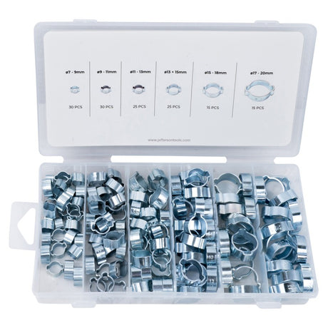 Jefferson 140pc Zinc Plated O-Clip Double Ear Assortment