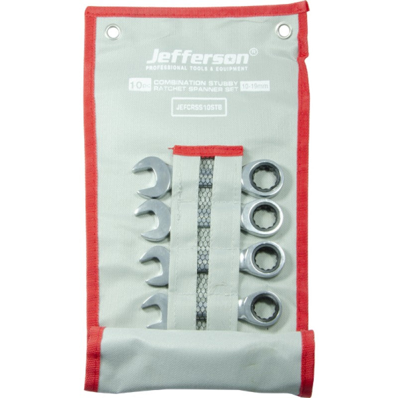 Jefferson 10 Piece Stubby Ratchet Spanner Set