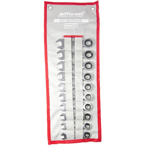 Jefferson 10 Piece Stubby Ratchet Spanner Set