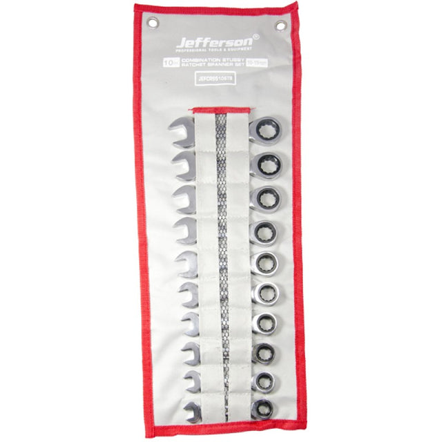 Jefferson 10 Piece Stubby Ratchet Spanner Set