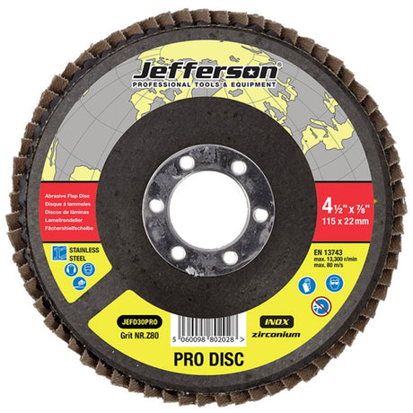 Jefferson 4.5" Abrasive Flap Disc (P80 Zircon)