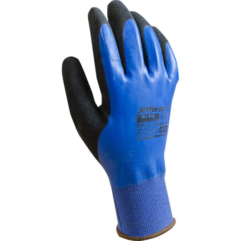 Jefferson Dry Grip Water-Resistant Latex Glove Large