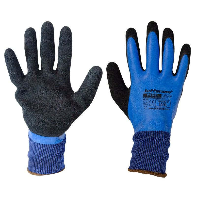 Jefferson Dry Grip Water-Resistant Latex Glove Large