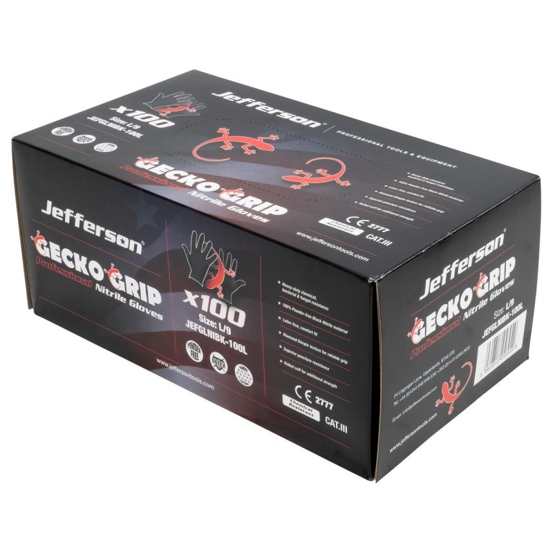 Jefferson Black Nitrile Gloves Large (Box of 100)
