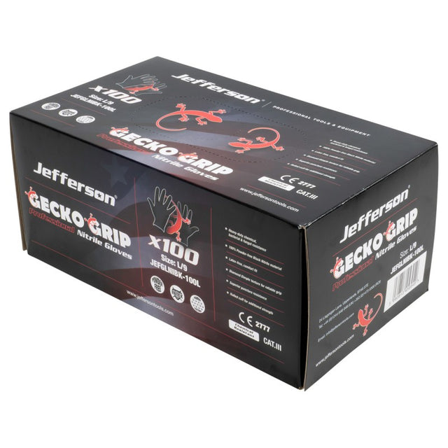 Jefferson Black Nitrile Gloves Large (Box of 100)